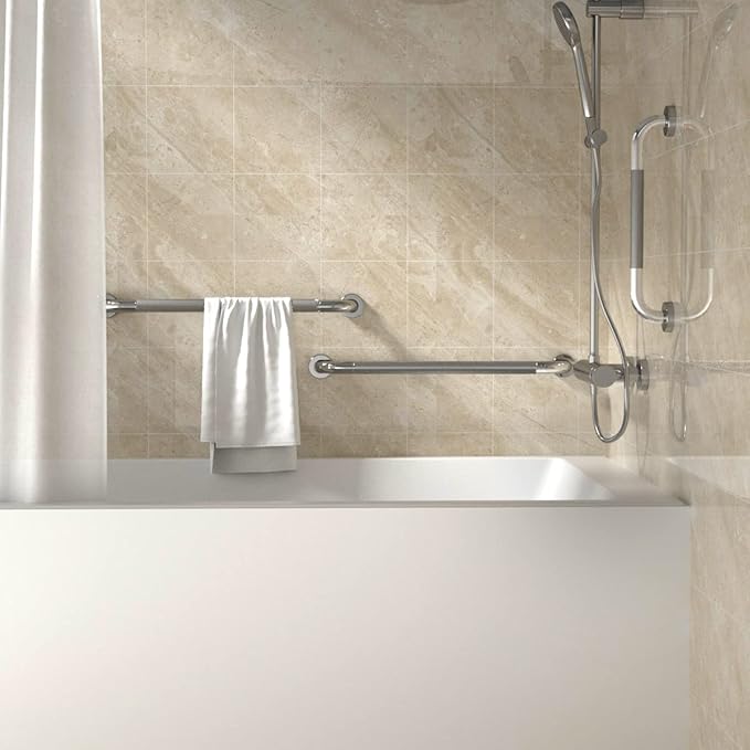 24 Inch Anti Slip Shower Grab Bar 1.25" Diameter, YuanDe 2 Pack Stainless Steel Bath Grab Bar, Knurled Bathroom Safety Rail, Shower Handrail Support, Handicap Elderly Injury Balance Assist Handles