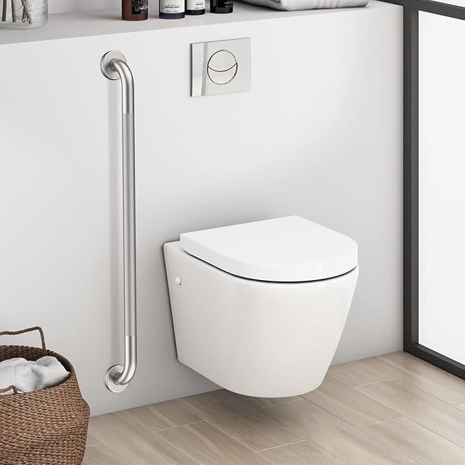 36 Inch Anti Slip Shower Grab Bar, Munzong Satin Brushed Nickel Bathroom Grab Bar, Knurled Bathroom Balance Bar,Safety Hand Rail Support Handicap Elderly Injury Senior Assist Bath Handle