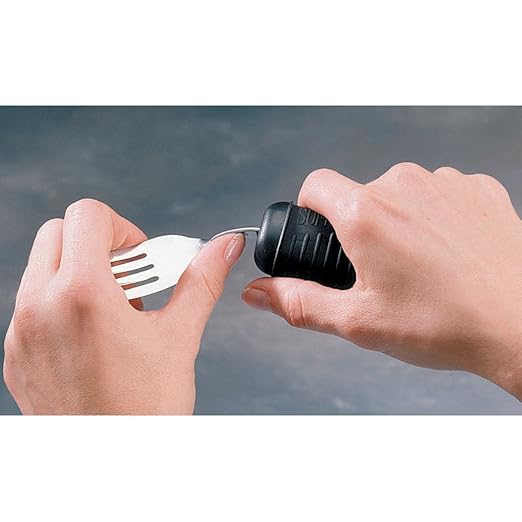 Sammons Preston Sure Grip Bendable Fork, Bendable Stainless Steel Fork with 4" Long Thick Rubber Handle with Good Grips, Eating Aid for Arthritis, Weak Grip, Stroke Impairments, and Disabilities