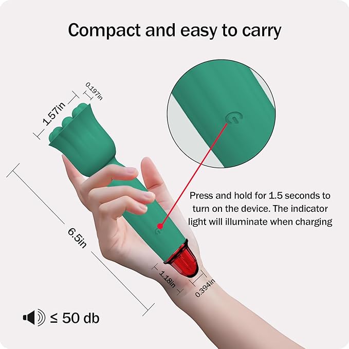 Handheld Mini Massager, Waterproof Soft Silicone, for Head, Face, Neck, Shoulder & Back, Full Body Muscle Pain Relief, USB Rechargeable with 10 Adjustable Speed Modes, Green