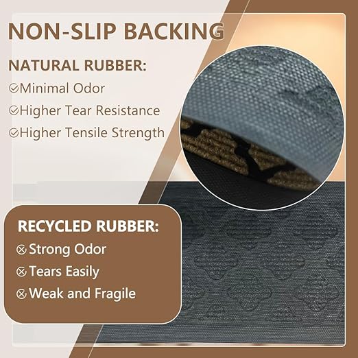 Stair Cover Outdoor for Wooden Steps, Non-Slip Rubber Brown Stair Runner Rugs, 6 Pcs 8.5" x 30" Heavy Duty Stair Mats for Outside Steps, Weatherproof Grip for Elders, Dogs & Kids, Yellow Lattice.