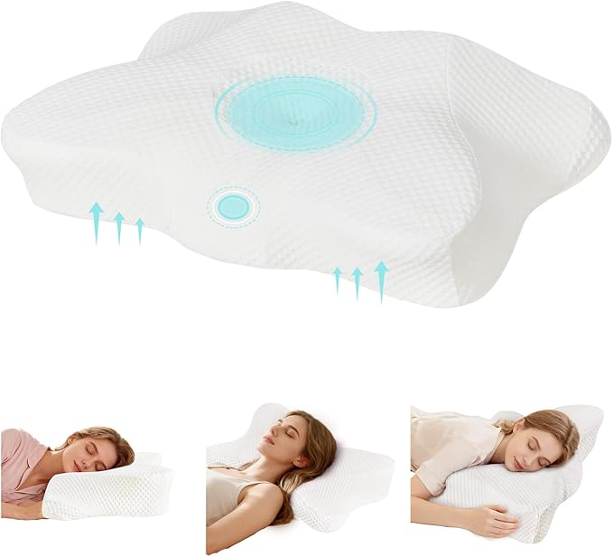 Cervical Neck Pillow Set of 2, Memory Foam Pillow for Neck Pain Relief, Ergonomic Bed Pillow with Neck Support for Side, Back & Stomach Sleepers, King, Dark Grey