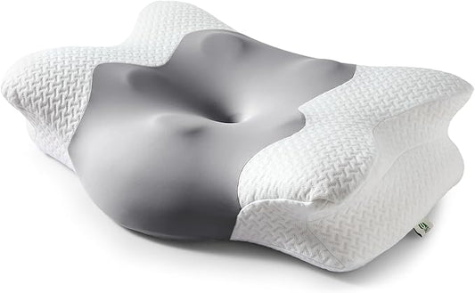Cervical Neck Pillow for Sleeping, Adjustable Ergonomic Pillow, Contour Neck Support Side Sleeper Pillows for Adults, Memory Foam Pillow for Neck and Shoulder Pain Relief, Back,Stomach Sleeper