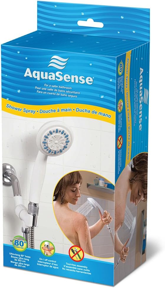 AquaSense 770-980 3-Setting Handheld Shower Head With Hose, Gray