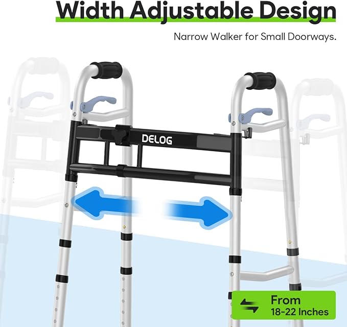 Delog Narrow Walkers for Seniors, Small Walkers for Seniors Tight Spaces Support Up to 350lbs, Standard Walkers for Adults