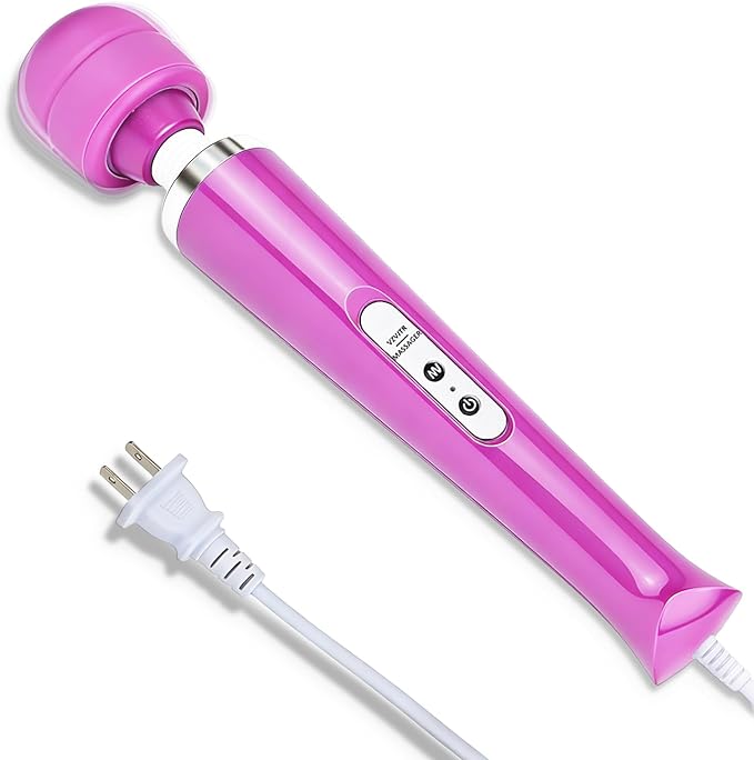 Handheld Electric Back Massager, 10 Speed Wired Deep Tissue Vibrating Massager for Muscle Aches (Purple)