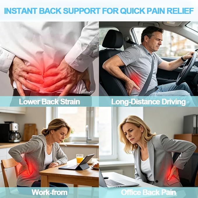 Lumbar Support Pillow for Office Chair, Gaming Chair, Car Driver Seat Back Cushion, Bed & Couch, Gifts for Friends and Parents,Ergonomic Back Support Pillow with Comfortable Memory Foam(Grey)