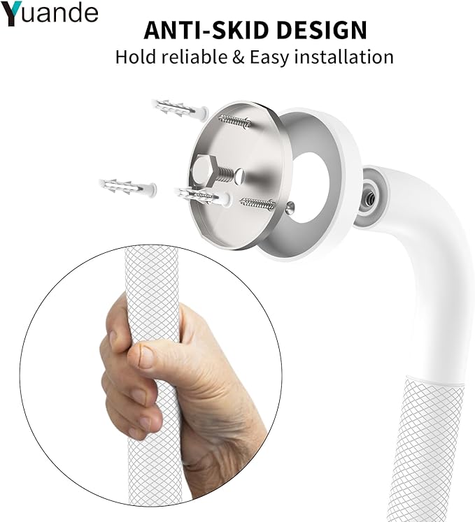 4 Pack 24 Inch Shower Grab Bar, YuanDe White Bathroom Grab Bar Handle w/Anti-Slip Knurled Grip, Stainless Steel Bath Balance Bar,1.25" Diameter Safety Hand Rail Support,Handicap Injury Elderly Senior