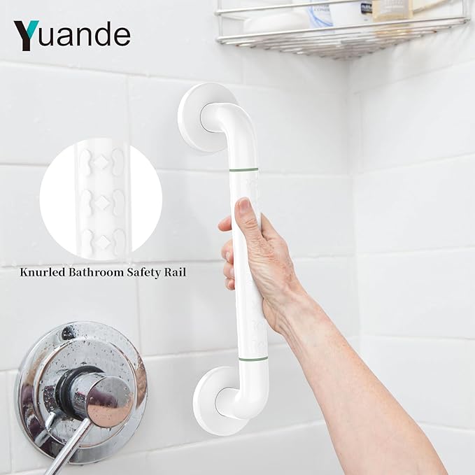 14 Inch Grab Bars for Shower, YuanDe Bath Grab Bar with Anti-Slip Grip and Safety Luminous Circles, Stainless Steel Bathroom Safety Handrail Support, Safety Bar Handle for Disabled Elderly Pregnant