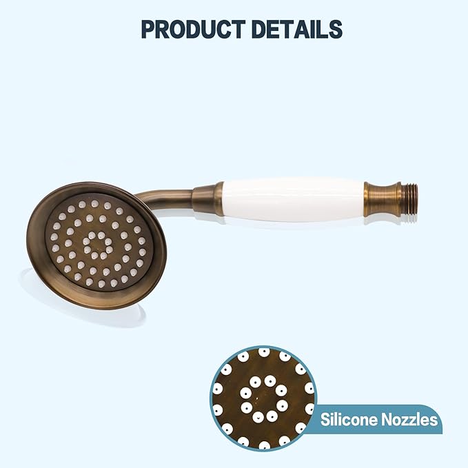 ENGA Vintage Hand-held Shower Rain Sprayer Telephone Shaped Ceramic Shower Head with 59 Inch Hose for Bathroom (Retro Bronze)