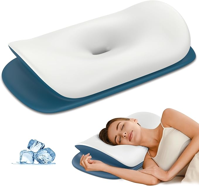 Olumoon Cervical Neck Pillow for Pain Relief - Ergonomic Memory Foam Contour Pillows for Side, Back & Stomach Sleepers, Cervical Pillow for Neck Support Sleeping with Breathable Cover