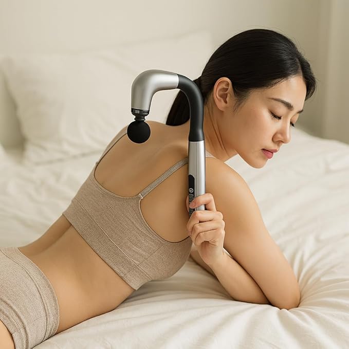 Handheld Cordless & Rechargeable Back Massager - Quiet - Full Body Massage Device for Women, Aches Relief, Sports Recovery and Deep Relaxation - Silver