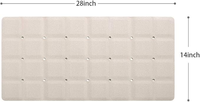 Webos Foldable Non Slip Silicon Bath Mat Bathtub mat no Suction Cups for Textured Tub and Reglazed Tub(Foldable-Beige, 28-inch x 14-inch)