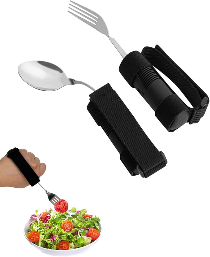 Bendable Adaptive Utensils for Elderly, Disabled People, Parkinson’s, Arthritis, Hand Tremors, Weak Hand Grip & Handicapped, Arthritic Hands-Non Slip Handles