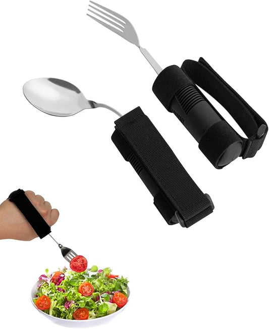 Bendable Adaptive Utensils for Elderly, Disabled People, Parkinson’s, Arthritis, Hand Tremors, Weak Hand Grip & Handicapped, Arthritic Hands-Non Slip Handles