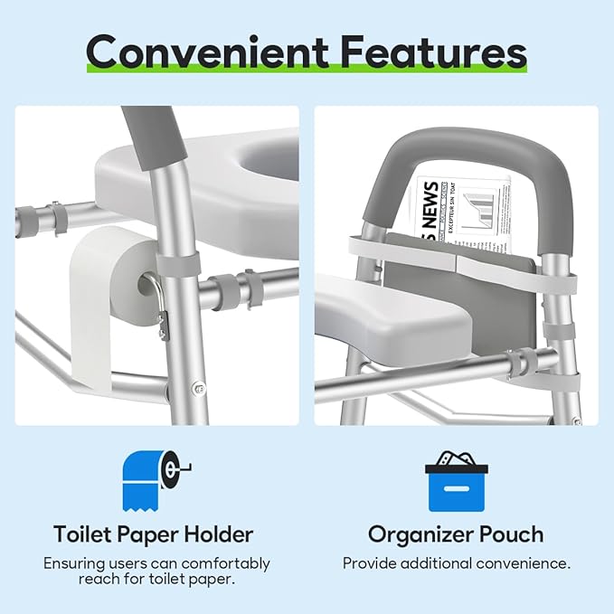 Raised Toilet Seat with Handles 400lb - Adjustable 3 in 1 Commode Chair for Toilet with Arms, Toilet Riser with Handles, Toilet Chair Over Toilet, Handicap Toilet Seat