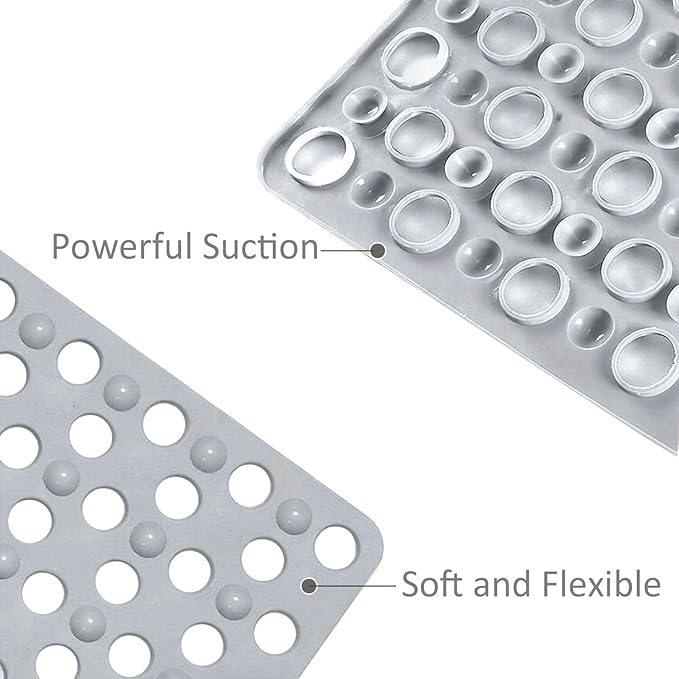 Tiamo Non Slip Large Shower Mats for Inside Shower 20.87" x 33.86",TPE Bath Mat for Outside Shower,Extra Large Bathtub Mat with Suction Cups and Big Drain Holes,Grey