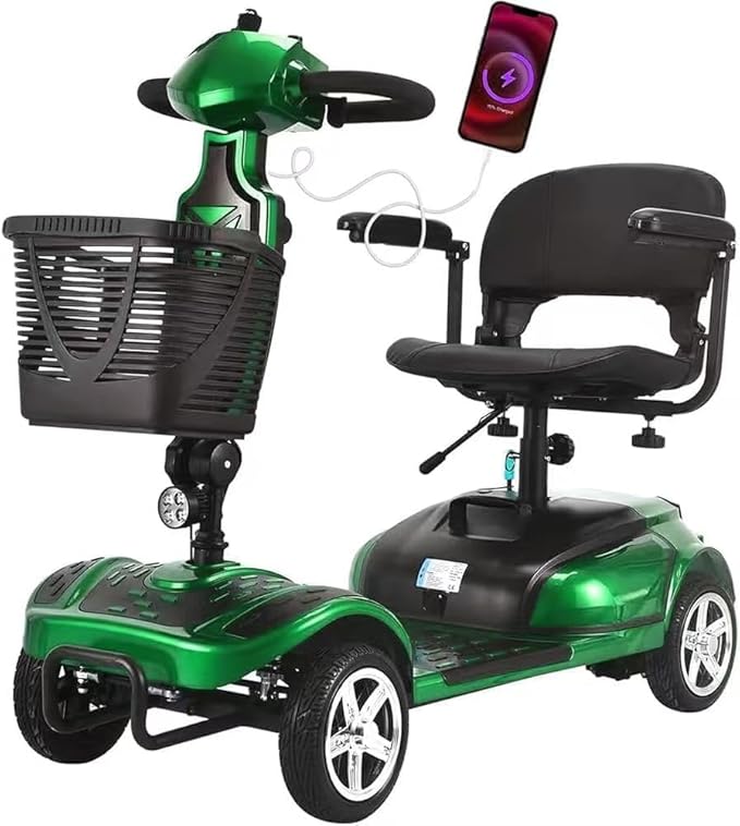 Mobility Scooter for Adults, Elderly. 20A Wheelchair Device for Travel with Removable Battery and Two Baskets (Heavy Duty 05 Blue)