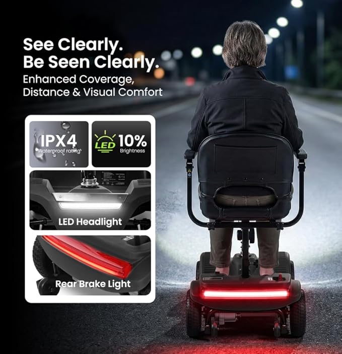 WayCare 15-25 Miles Long Range Mobility Scooter,Weight Capacity 300 LBS+ Powered Mobility Scooters for Seniors, Compact Duty Mobile for Travel with LED Headlight and Detachable Basket(Blue)