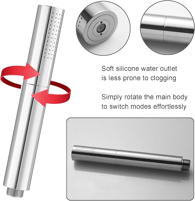 Chrome Handheld Shower Head Brass 2 Function High Pressure Hand Shower Wand 7 Inch High Flow Hand Held Shower Head Sprayer with 59 Inch Hose and Bracket