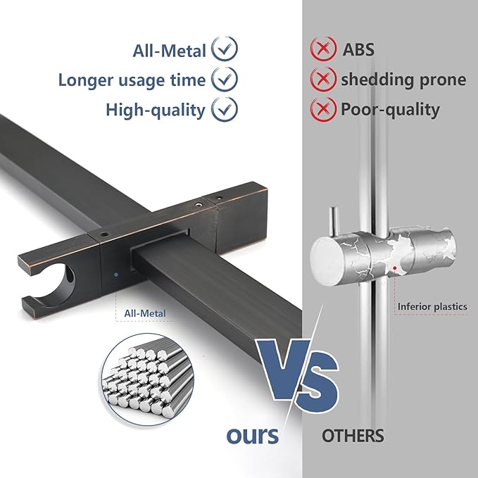 Handheld Shower Head with Slide Bar Combo, 27.5-Inch Adjustable Height Slide Bar, High Perssure Handheld Shower Head with 6.6ft Extra Long Hose, Brass Wall Supply Elbow, Oil Rubbed Bronze