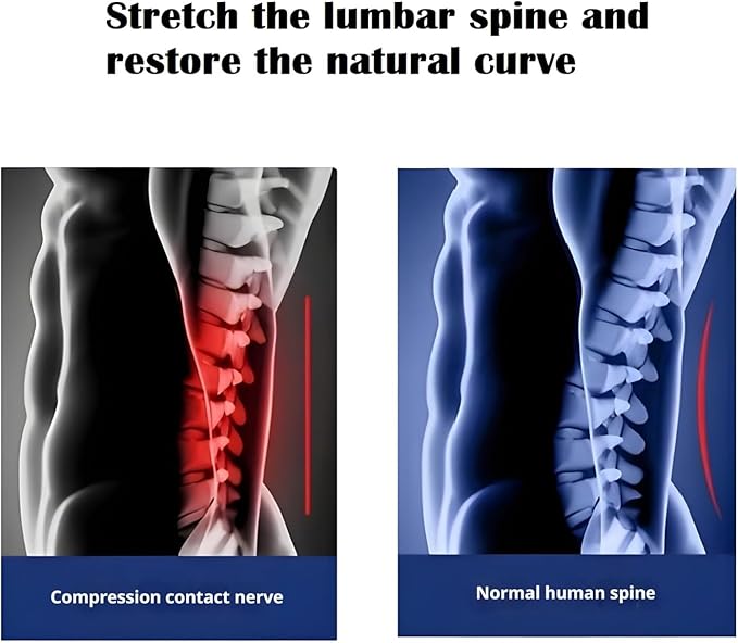 Upgraded Lumbar Massager - 26° Oscillating Traction for Lower Back Pain Relief, Heating & Vibrating Functions Included, Adjustable Back Stretcher for Home & Office Use