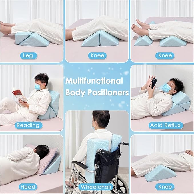 NEPPT Wedge Pillow Body Position Wedges Back Positioning Elevation Pillow Case Pregnancy Bedroom Eevated Body Alignment Ankle Support Pillow Leg Bolster (3-in-1 Cooling)