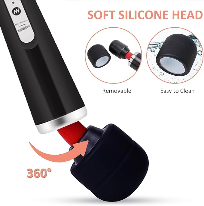 Electric Wand Massager - Powerful Handheld Back Massager with 10 Rhythmical Speeds, Wired Deep Tissue Vibrating Massager for Muscle Aches, Neck, Shoulder & Foot Relief - Black