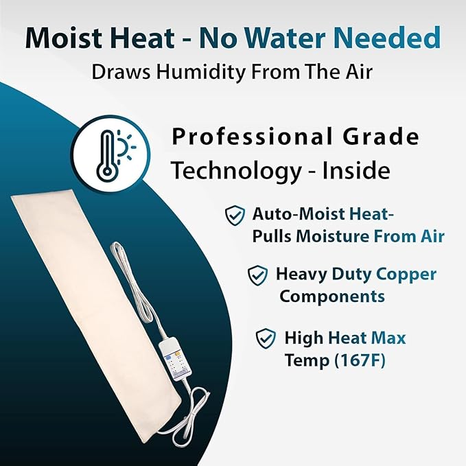 Professional Grade Heating Pad with Automatic Moist Heat by Thermotech, High-Heat Heating pad for Deep Penetrating Heat - 3rd Gen Version (XL King Digital - 26" by 14")