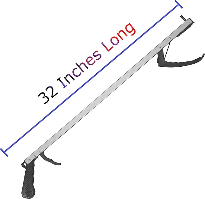 Rehabilitation Advantage 32" Aluminum Reacher Grabber with Magnetic Tip and Rubberized Jaws – Lightweight, Rigid, Extra-Long Reaching Aid for Seniors, Limited Mobility, and Arthritis. 2-Pack