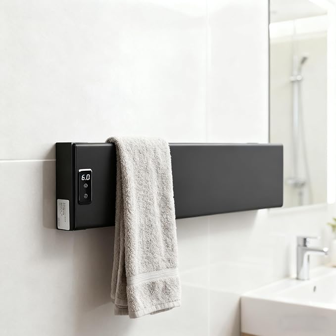 Verida Towel Warmer Rack, Support Hardwired and Plug-in, Wall-Mounted Electric Towel Heater, with Built-in Timer, Waterproof Aluminum Towel Warmer for Bathroom, LV-1S Gray