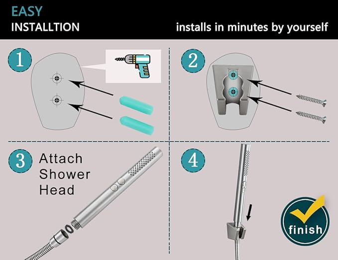 2-in-1 High Pressure Handheld Shower Head Set with Long Hose & Bracket - 2 Function Spray Wand, High Flow RV & Dog Shower Combo in Brushed Nickel