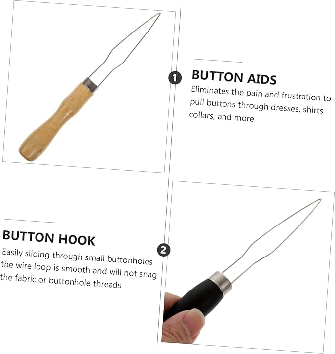 Healeved Quick-Wiping Buckle Device Button Hook Tool Button Puller for Dressing Button