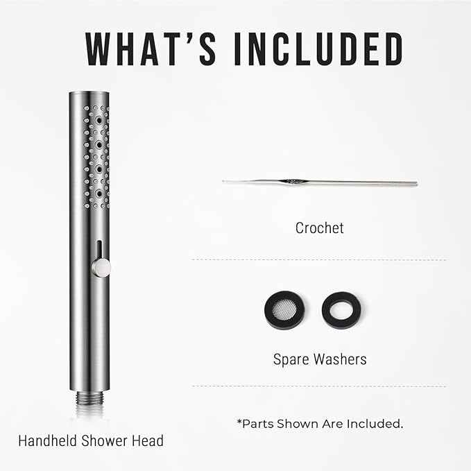 G-Promise All Metal Round 3 Function Handheld Shower Head, Easy and Quick Switch to Massage Mode, Bathroom Shower Wand Design Exquisite Luxury, 2.5 GPM, Brushed Nickel