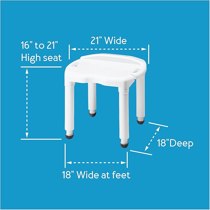 Carex Universal Bath Seat and Shower Chair, Heavy Duty Shower Bench for Bathtub, Safety Bath Seat Stool for Seniors and Disabled, Supports up to 400 lbs, Adjustable Height Shower Bench for Inside Tub