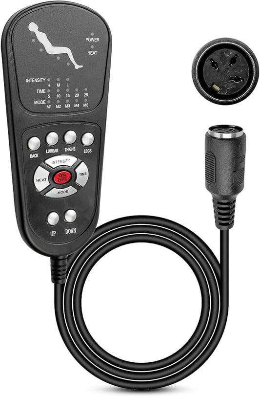 3 Pin 11 Button Massage Function Remote Handset Controller for Recliner Lift Chair, Controls 1 Lifting Up/Down Motor 4 Sets of Vibration Motors 1 Heating Pad