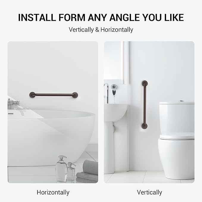 12 Inch Grab Bars for Wall Oil Brown, Safety Shower Grab Bars for Seniors Elderly Handicapped, Handicap Grab Bars for Shower with Concealed Screws, Tesuchan
