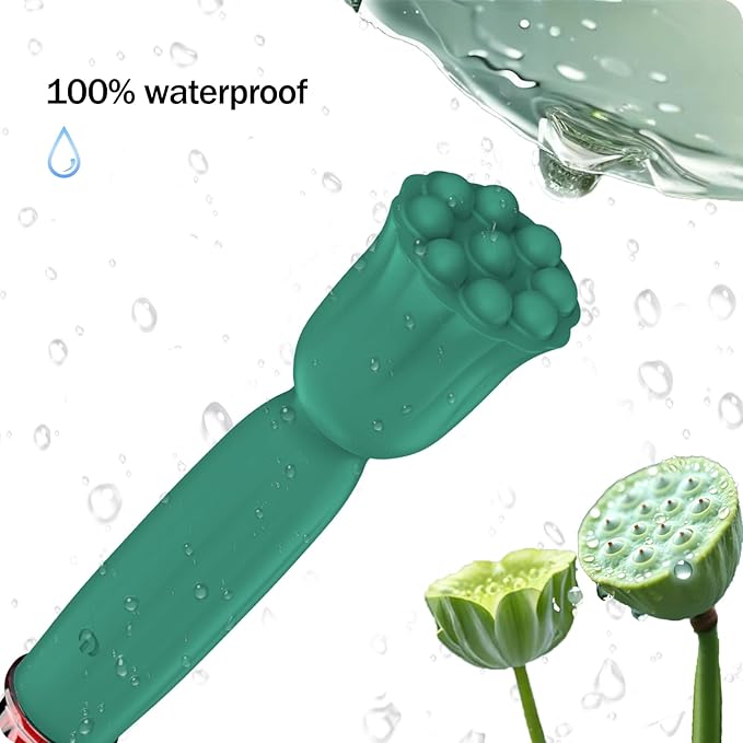 Handheld Mini Massager, Waterproof Soft Silicone, for Head, Face, Neck, Shoulder & Back, Full Body Muscle Pain Relief, USB Rechargeable with 10 Adjustable Speed Modes, Green