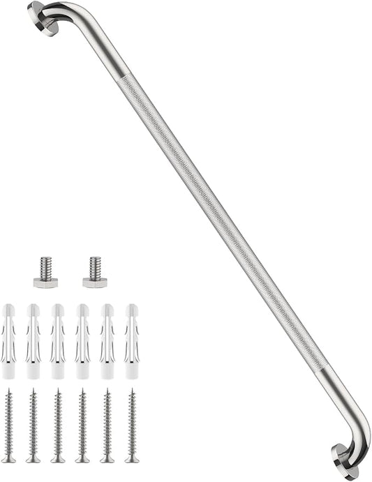 40 Inch Anti Slip Shower Grab Bar, 2 Pack Munzong Bathroom Grab Bar for Showers, Brushed Nickel Knurled Handicap Balance Bar,Safety Hand Rail Support Elderly Senior Assist Bath Handle