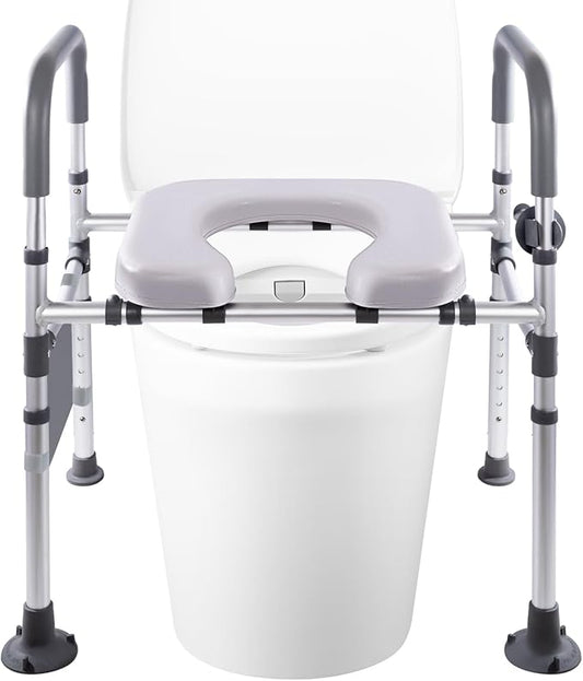 Adjustable Raised Toilet Seat with Handles - FSA HSA Eligible Toilet Riser for Seniors & Handicap, Fits Any Toilet, Supports 400lbs