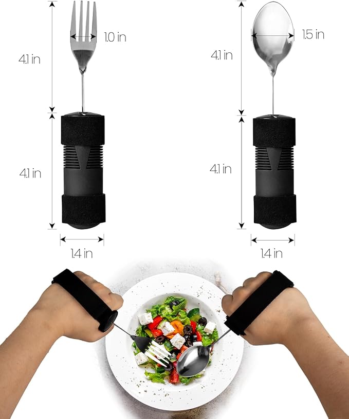 Bendable Adaptive Utensils for Elderly, Disabled People, Parkinson’s, Arthritis, Hand Tremors, Weak Hand Grip & Handicapped, Arthritic Hands-Non Slip Handles
