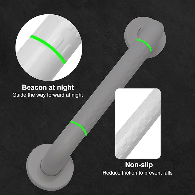 supregear Grab Bars for Bathtubs and Showers - Anti Slip Heavy Duty Shower Safety Handle - White Stainless Steel Support Rail for Bathtub Toilet Kitchen Stairway Elderly Children & Disability, 19.7 in