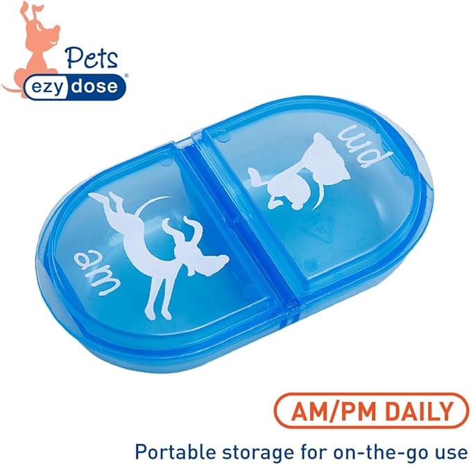 EZY DOSE Pets Daily AM/PM Pill Case, Medicine Planner, Vitamin Organizer Box for Dogs, Easy to Use, 2 Times a Day, Transparent Lids, Convenient for Treats, BPA Free