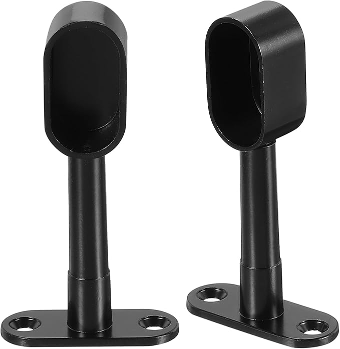 uxcell 2 Pcs 1.22 x 0.63 Closet Rod Support Bracket, Rod Holder Wardrobe Accessories Clothes Rail Seat for Bedroom Bathroom, Black