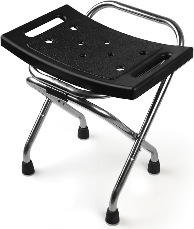 Shower Chair Seat, Stainless Shower Chair for Folding, Safety Anti-Slip Shower Bath Chairs for Seniors/Disabled by