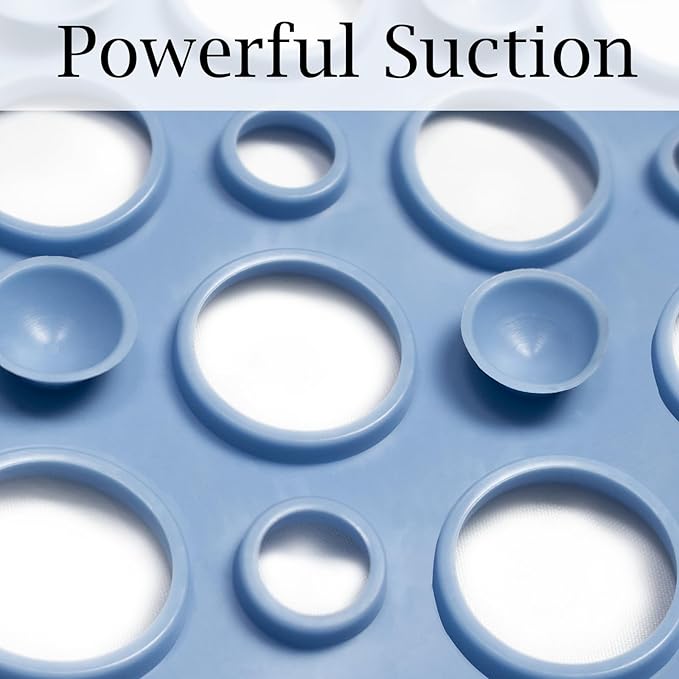 Tiamo Extra Large Shower Mat Non Slip,47 * 31 Inch Bathtub Mat for Shower with Big Suction Cups,Oversized Anti Slip Bath/Shower Mats for Inside Outside Shower,Perfect for Elderly, Blue