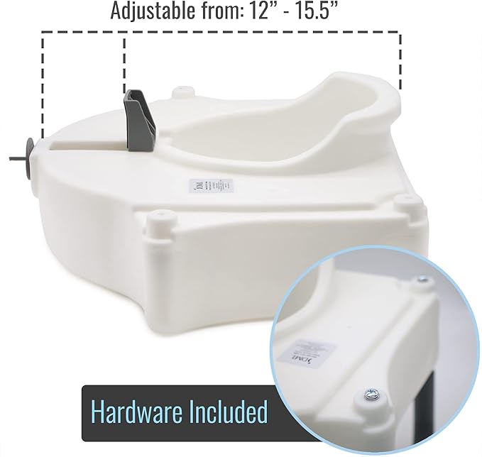 DMI Raised Locking Toilet Seat with Padded Armrests, 350 lb Weight Capacity, 5-Inch Seat Riser for Elderly, Disabled & Post-Surgery Recovery, Fits Most Standard Toilets, White