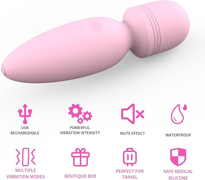Fuwyiy Mini Massager Tools,Small Waterproof Cordless Handheld Massager with 10 Vibration Modes, Personal Handheld Massager for Back(Pink)