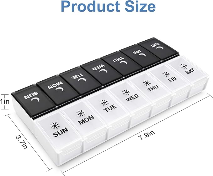 DANYING Large Pill Organizer 2 Times a Day, Weekly Box Per AM PM Case, Day Night Container 7 Vitamin Case Twice