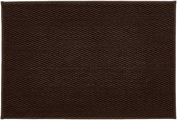 TYUU Bathroom Rugs Non Slip Washable, Super Absorbent Thin Bath Mat Quick Dry Low Pile Bathroom Rug, Brown 24"x36"